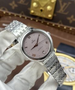 Đồng hồ nữ Omega Replica cao cấp De Ville Prestige mặt số màu hồng phun cát 34mm (2)