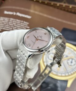 Đồng hồ nữ Omega Replica cao cấp De Ville Prestige mặt số màu hồng phun cát 34mm (2)