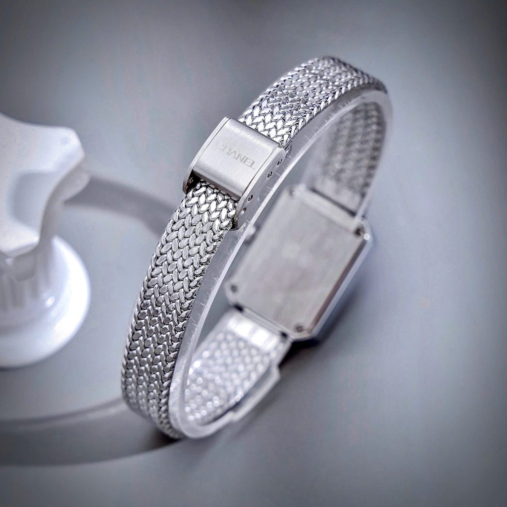 Đồng Hồ Chanel Première nữ dây kim loại mặt đen đính đá like auth 20x26mmm