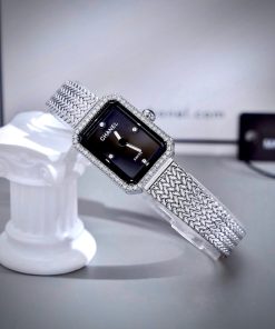Đồng Hồ Chanel Première nữ dây kim loại mặt đen đính đá like auth 20x26mmm