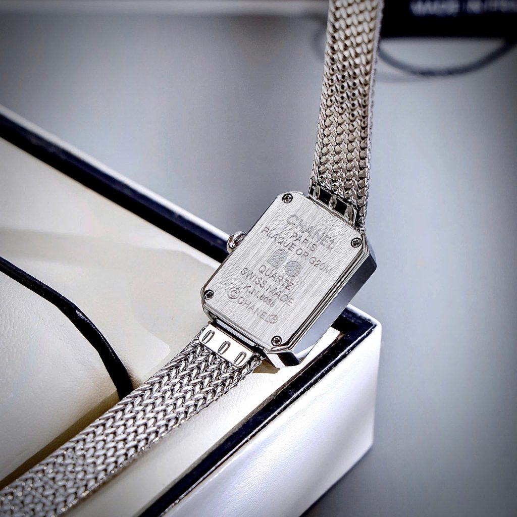 Đồng Hồ Chanel Première nữ dây kim loại mặt đen đính đá like auth 20x26mmm