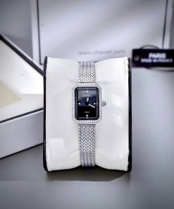 Đồng Hồ Chanel Première nữ dây kim loại mặt đen đính đá like auth 20x26mmm