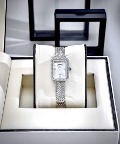 Đồng Hồ Chanel Première nữ mặt xà cừ trắng đính đá viền like auth 20x26mmm