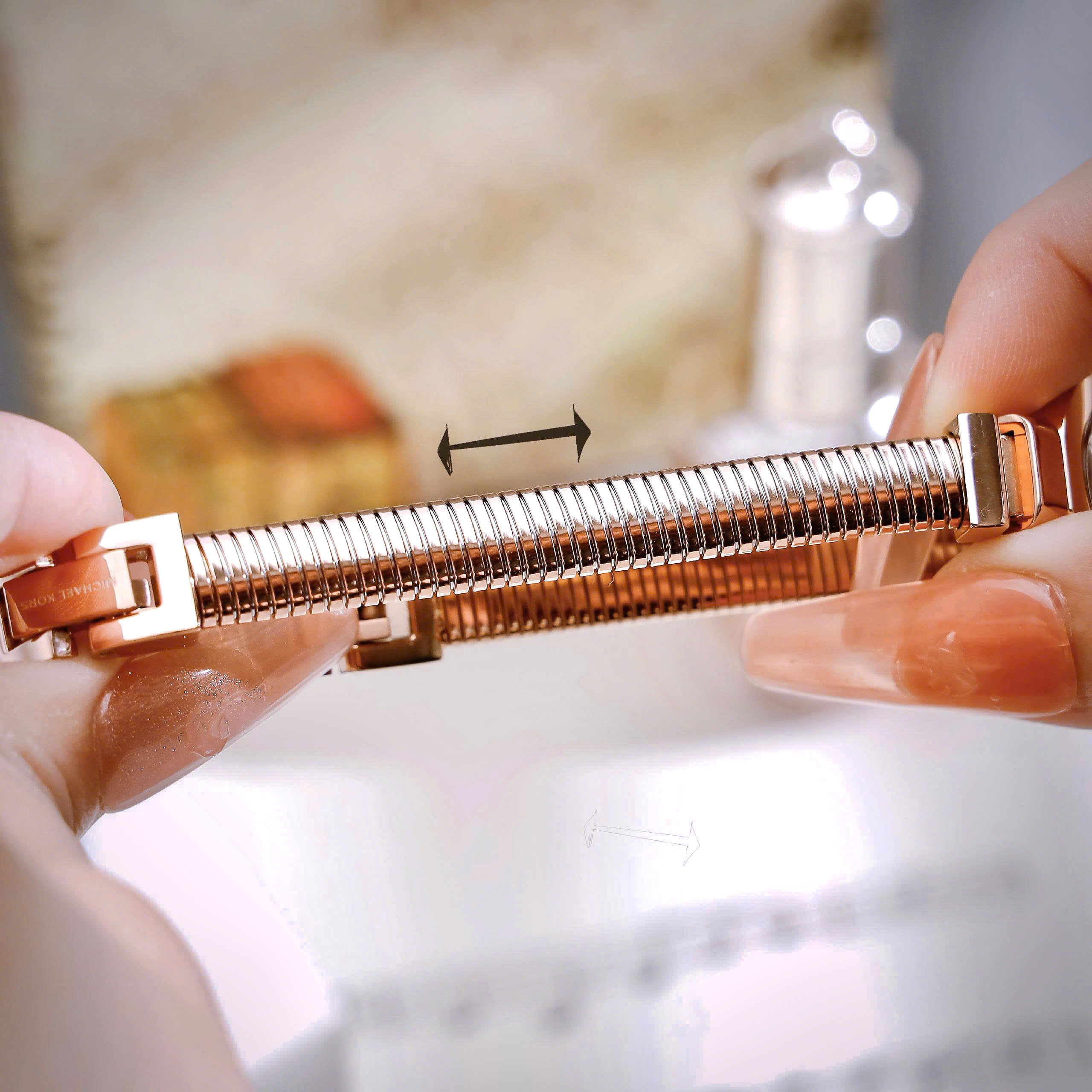 Đồng Hồ Michael Kors Gramercy Analogue MK7527 dây kim loại vàng hồng like auth 21mm (9) Đồng Hồ Michael Kors Gramercy Analogue MK7527