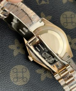 Đồng Hồ Rolex Day-Date vàng hồng mặt số chocolate đính đá fake cao cấp 41mm