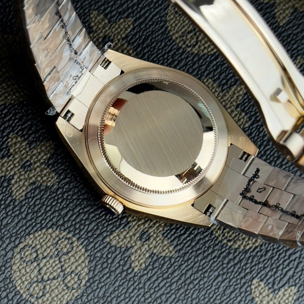 Đồng Hồ Rolex Day-Date vàng hồng mặt số chocolate đính đá fake cao cấp 41mm