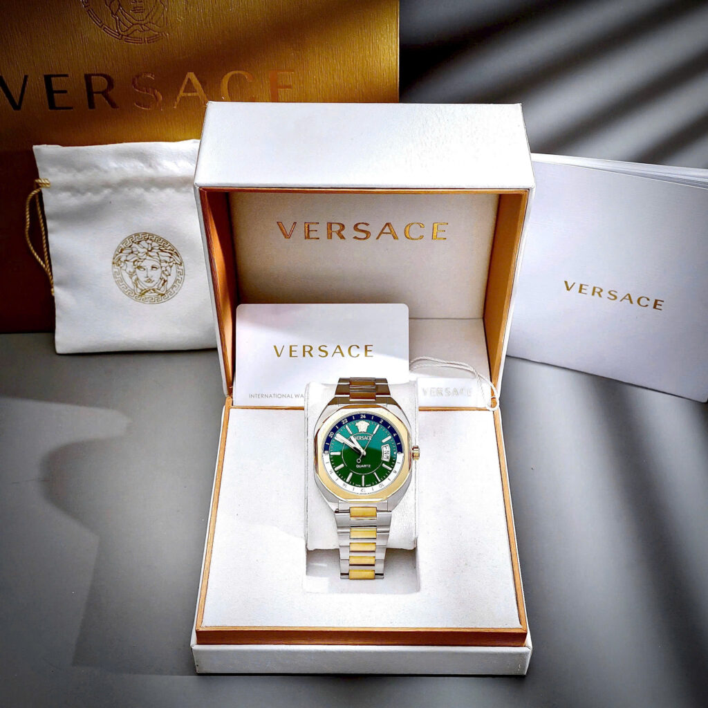 Đồng Hồ Versace Couple nam demi mặt xanh ngọc máy pin nhật like auth 42mm
