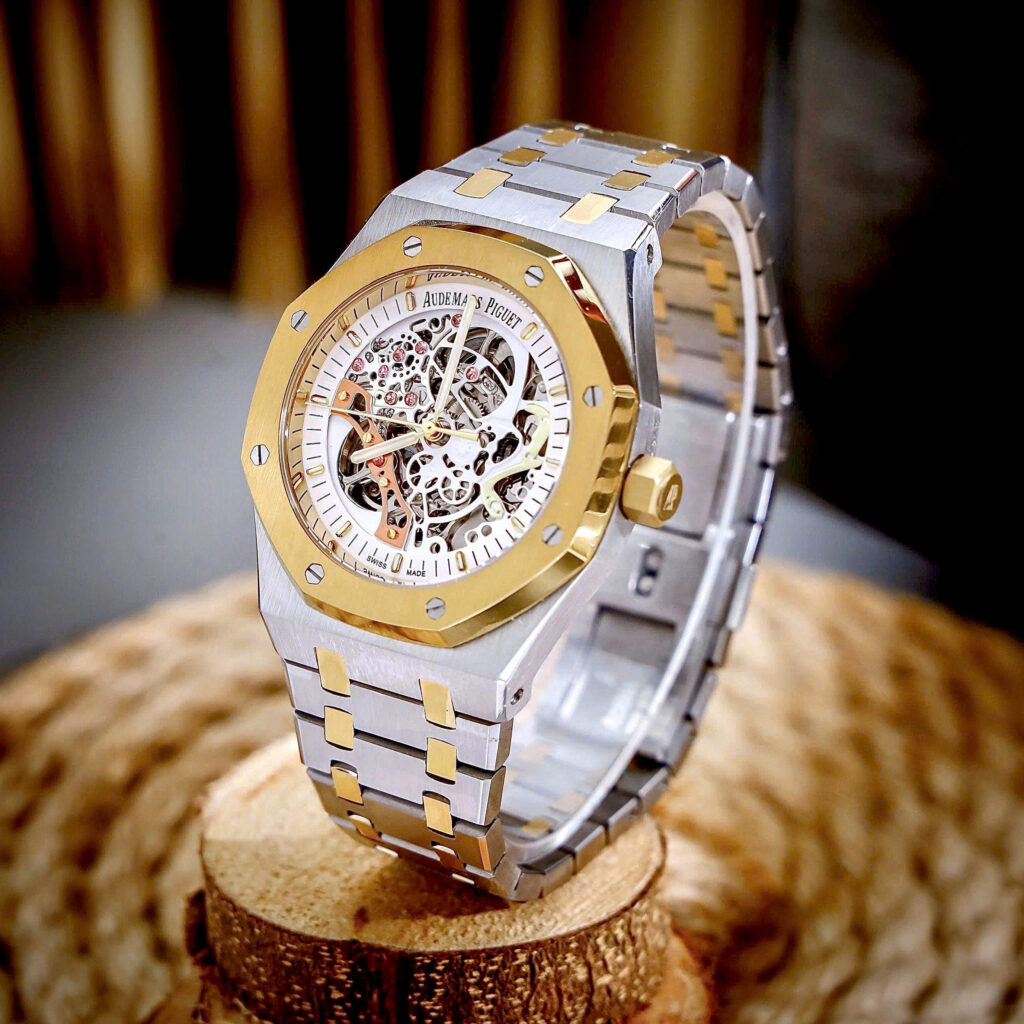 Đồng hồ Audemars Piguet Royal Oak Skeleton demi vàng gold fake cao cấp 42mm