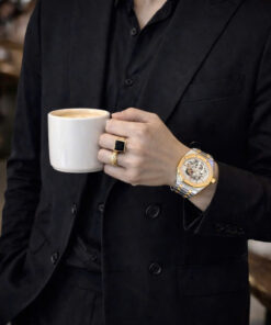 Đồng hồ Audemars Piguet Royal Oak Skeleton demi vàng gold fake cao cấp 42mm