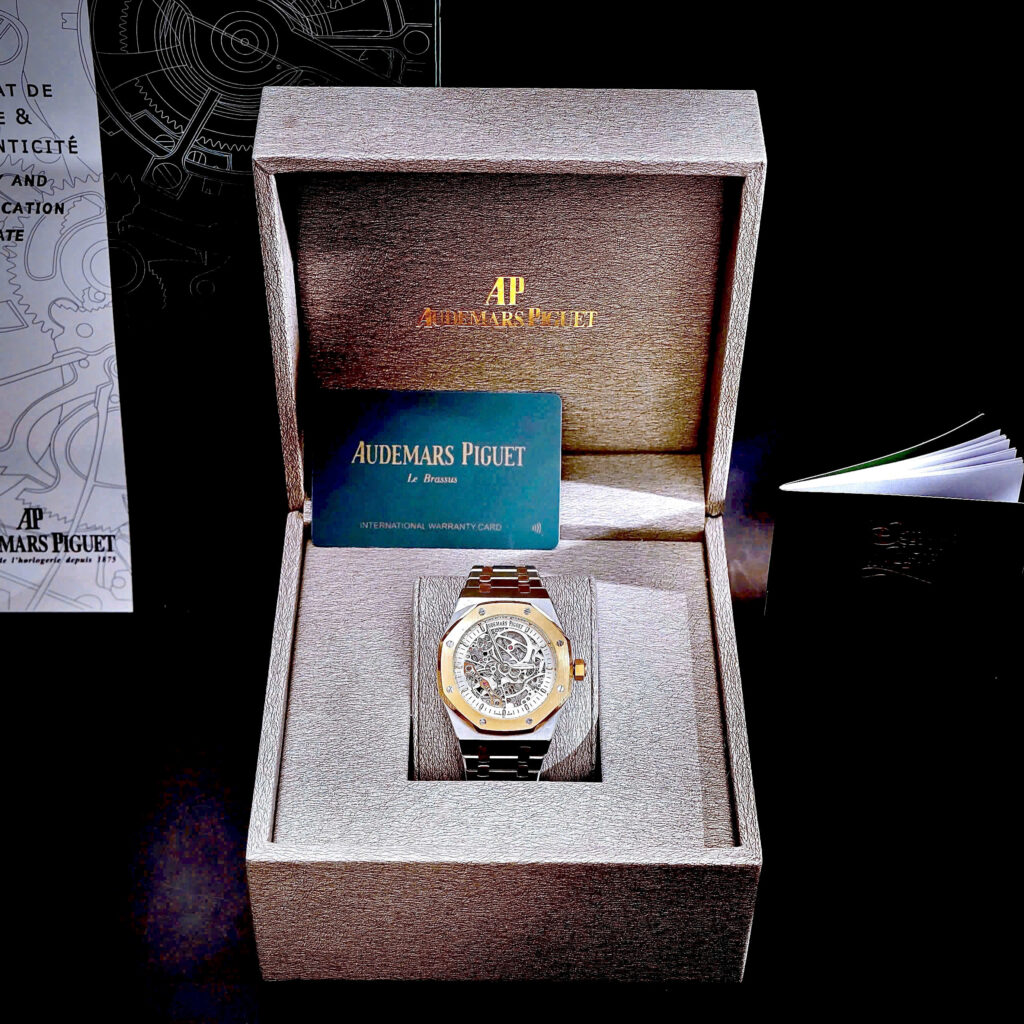 Đồng hồ Audemars Piguet Royal Oak Skeleton demi vàng gold fake cao cấp 42mm