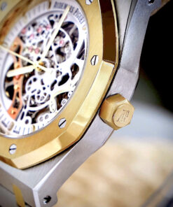 Đồng hồ Audemars Piguet Royal Oak Skeleton demi vàng gold fake cao cấp 42mm