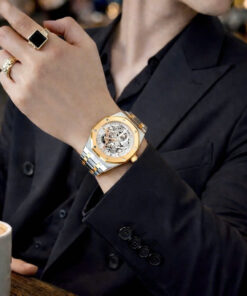 Đồng hồ Audemars Piguet Royal Oak Skeleton demi vàng gold fake cao cấp 42mm