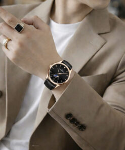 Đồng hồ Jaeger - LeCoultre Master Ultra Thin Moon nam vàng gold dây da máy cơ nhật giá rẻ 39mm