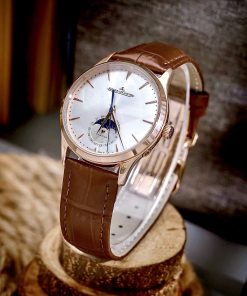 Đồng hồ Jaeger – LeCoultre Master Ultra Thin Moon nam vàng gold dây da nâu fake cao cấp 39mm
