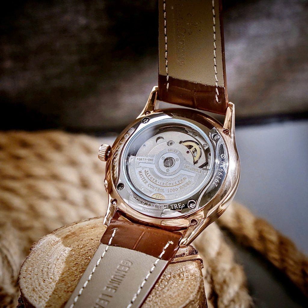  Đồng hồ Jaeger – LeCoultre Master Ultra Thin Moon nam vàng gold dây da nâu fake cao cấp 39mm