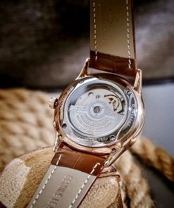 Đồng hồ Jaeger – LeCoultre Master Ultra Thin Moon nam vàng gold dây da nâu fake cao cấp 39mm
