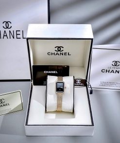 Đồng Hồ Chanel Première nữ dây kim loại vàng gold mặt đen like auth 20x26mmm