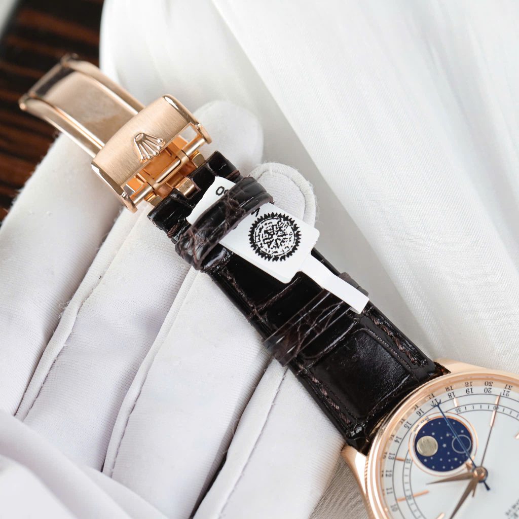 Đồng Hồ Rolex Cellini Moonphase 50535 Chế Tác Bọc Vàng Hồng 18K KZ Factory 39mm