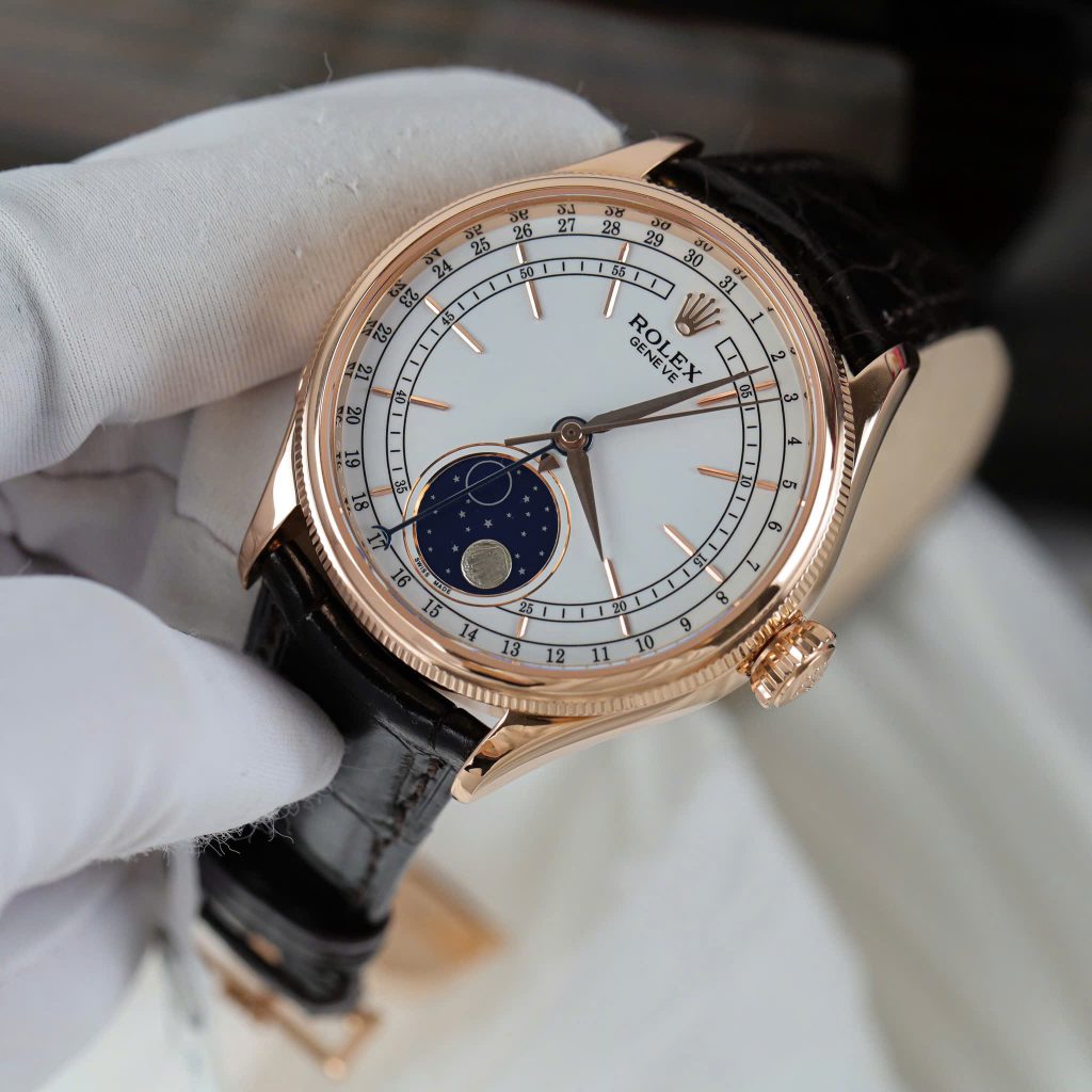 Đồng Hồ Rolex Cellini Moonphase 50535 Chế Tác Bọc Vàng Hồng 18K KZ Factory 39mm