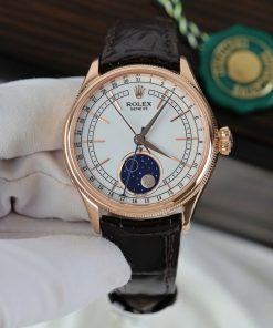 Đồng Hồ Rolex Cellini Moonphase 50535 Chế Tác Bọc Vàng Hồng 18K KZ Factory 39mm