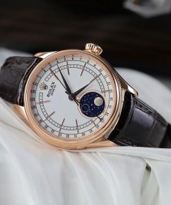 Đồng Hồ Rolex Cellini Moonphase 50535 Chế Tác Bọc Vàng Hồng 18K KZ Factory 39mm