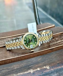 Đồng Hồ Rolex DateJust Rep 11 Nữ Bọc Vàng Thật Mặt Số Xanh Rêu Nhà Máy GM 31mm