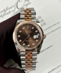 Đồng Hồ Rolex Datejust Chocolate Chế Tác Bọc Vàng Hồng 18k Nhà Máy GM 41mm