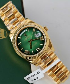 Đồng Hồ Rolex Day-Date Bọc Vàng 18k Rep 11 Mặt Xanh Green Trọng Lượng 175 Gram V3 GM Factory 40mm