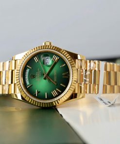 Đồng Hồ Rolex Day-Date Bọc Vàng 18k Rep 11 Mặt Xanh Green Trọng Lượng 175 Gram V3 GM Factory 40mm
