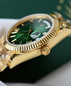 Đồng Hồ Rolex Day-Date Bọc Vàng 18k Rep 11 Mặt Xanh Green Trọng Lượng 175 Gram V3 GM Factory 40mm