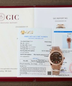 Đồng Hồ Rolex Day-Date Bọc Vàng Hồng Rep 11 Mặt Chocolate Cọc Số Đính Đá Ruby 40mm