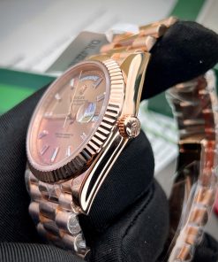 Đồng Hồ Rolex Day-Date Chế Tác Bọc Vàng 18K Mặt Cá Hồi Nhà Máy GM 40mm