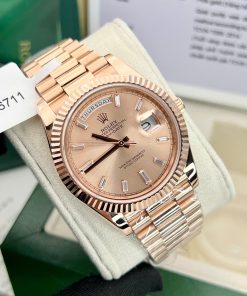 Đồng Hồ Rolex Day-Date Chế Tác Bọc Vàng 18K Mặt Cá Hồi Nhà Máy GM 40mm