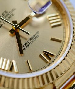 Đồng Hồ Rolex Day-Date Chế Tác Bọc Vàng Thật Cọc Số La Mã Nhà Máy GM 40mm