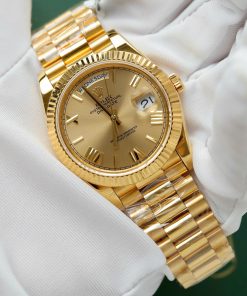 Đồng Hồ Rolex Day-Date Chế Tác Bọc Vàng Thật Cọc Số La Mã Nhà Máy GM 40mm