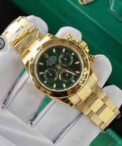Đồng Hồ Rolex Daytona Bọc Vàng Thật Replica 11 Mặt Xanh Green Loki Clean Factory 40mm