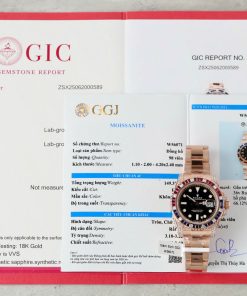 Đồng Hồ Rolex GMT-Master II 126755 SARU Chế Tác Bọc Vàng Hồng Độ Moissanite Sapphire 41mm