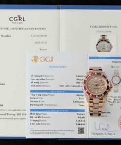 Đồng Hồ Rolex GMT-Master II 126755 SARU-DIAO Replica 11 Bọc Vàng Độ Moissanite Sapphire 40mm