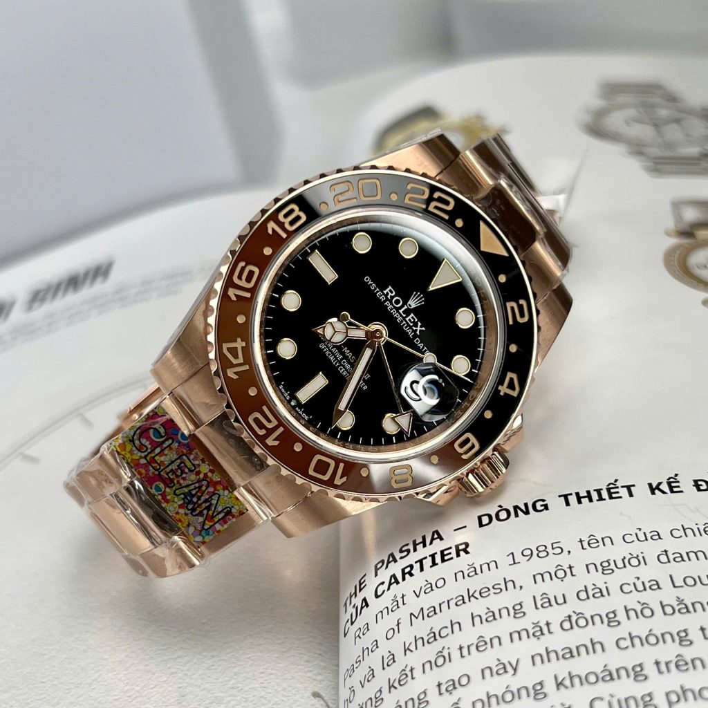 Đồng Hồ Rolex Rep 11 Cao Cấp GMT Master II Root Beer Bọc Vàng Thật 18K Clean 40mm