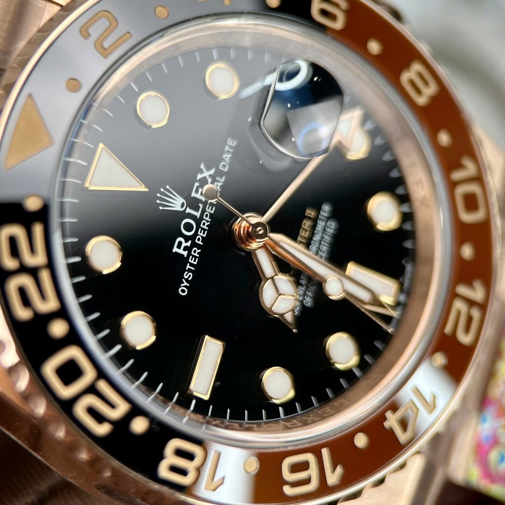 Đồng Hồ Rolex Rep 11 Cao Cấp GMT Master II Root Beer Bọc Vàng Thật 18K Clean 40mm
