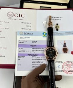 Đồng hồ Patek Philippe 5205G Replica 11 Bọc Vàng Thật Mặt Đen Nhà Máy GM 40mm