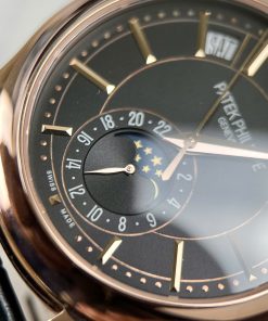 Đồng hồ Patek Philippe 5205G Replica 11 Bọc Vàng Thật Mặt Đen Nhà Máy GM 40mm