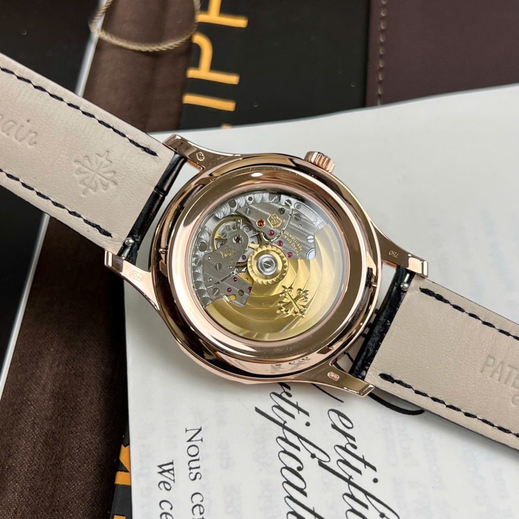 Đồng hồ Patek Philippe 5205G Replica 11 Bọc Vàng Thật Mặt Đen Nhà Máy GM 40mm