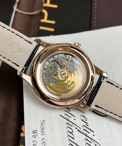 Đồng hồ Patek Philippe 5205G Replica 11 Bọc Vàng Thật Mặt Đen Nhà Máy GM 40mm